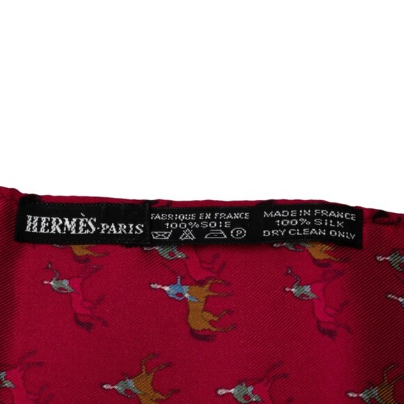 HERMES Authentic Red Silk Scarf - Picture 4 of 5